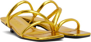 Starostlivosť o obuv BY FAR BY FAR Morena Eel Embossed Metallic Leather Heeled Sandals Žltá | MWFHO015CL035ME033PL, 3