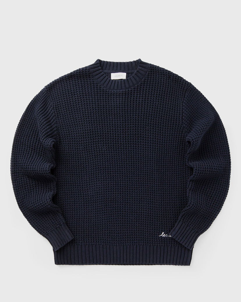 Sveter Les Deux Waffle Crewneck Knit Navy | 1000570-460