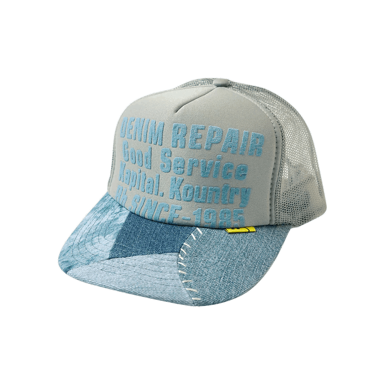 Šiltovka KAPITAL Denim Repair Service Trucker Cap Tyrkysová | KR2208XH05 GREY, 0