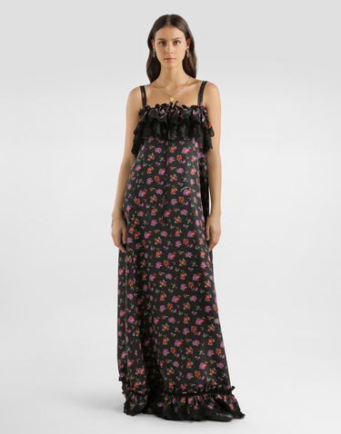 Šaty Dolce & Gabbana Dolce & Gabbana Floral-print Habotai Long Dress Rôznofarebný | F60HGTIS10WHN5XS, 1