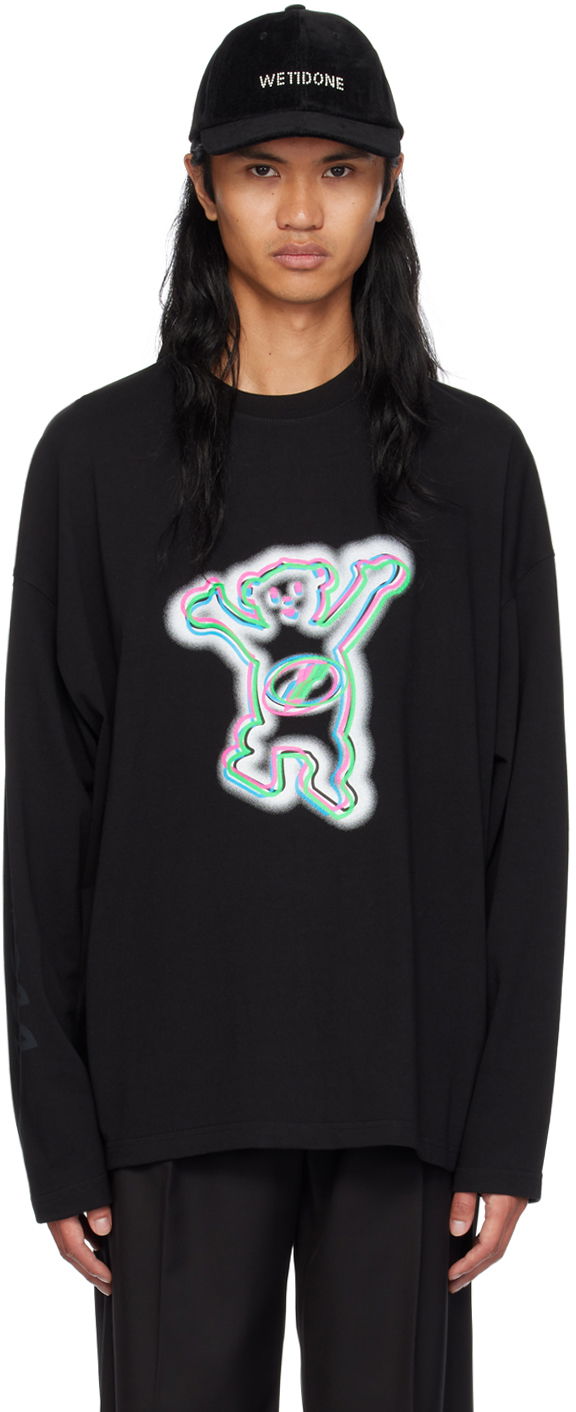 Tričko We11done Colorful Teddy Print Long Sleeve T-Shirt Čierna | WD-TT3-22-833-U-BK, 0