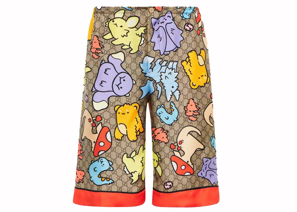 Šortky Gucci GG Print Silk Twill Shorts Beige Multi Rôznofarebný | 734161ZAMD39233, 0