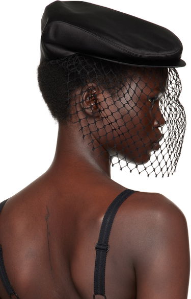 Baretka Dolce & Gabbana Silk Satin Flat Cap with Veil Čierna | FH664A GDCRR, 2