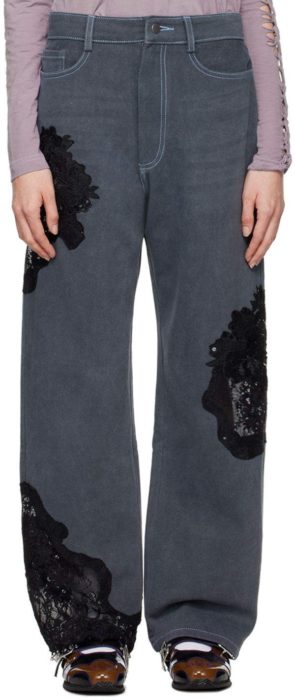 Collina Strada Mikaela Lace Appliqué Jeans