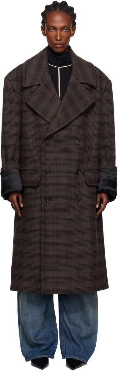 Kabáty Maison Margiela MM6 Maison Margiela Checked Double-Breasted Coat Hnedá | S52AA0190 M35472, 0