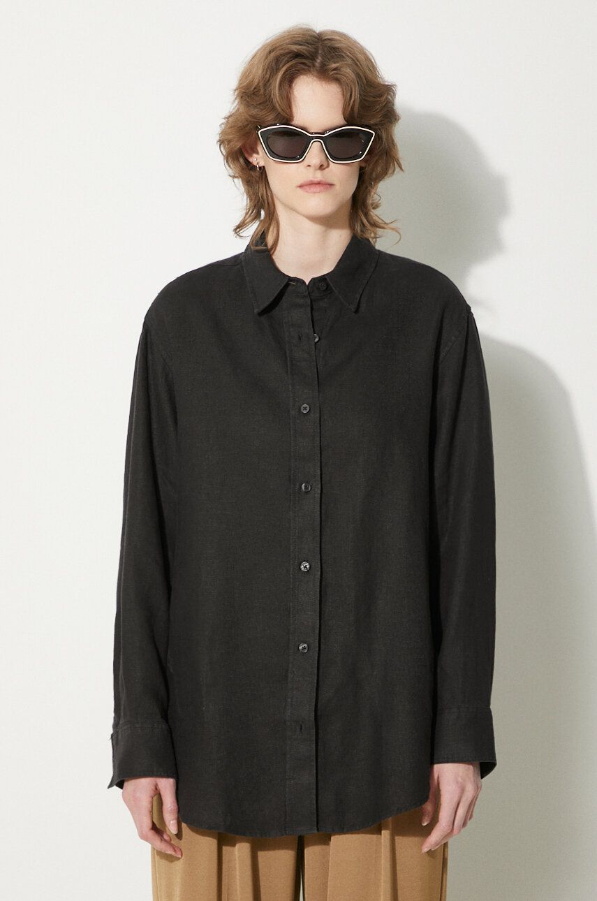 Košeľa Samsoe Samsoe Relaxed Fit Shirt With Classic Collar Čierna | F24100188, 0