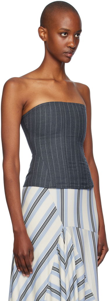 Tielko Miaou Miaou Libra Pinstriped Corset Top Modrá | 7063PSWPSW, 1