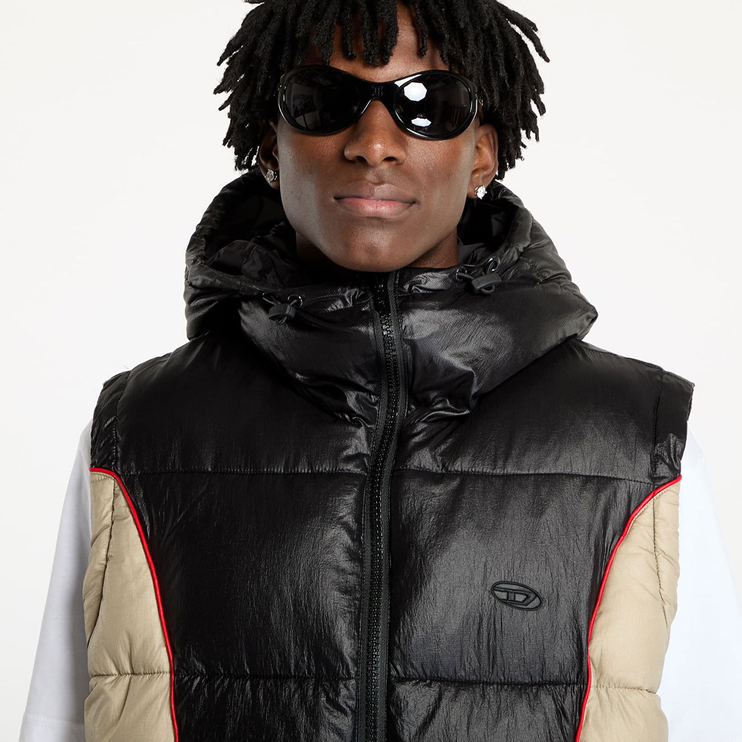 Vesta Diesel Diesel W-Ostend-Sl Hooded Puffer Vest Čierna | A14406_0DBCH Black, 1