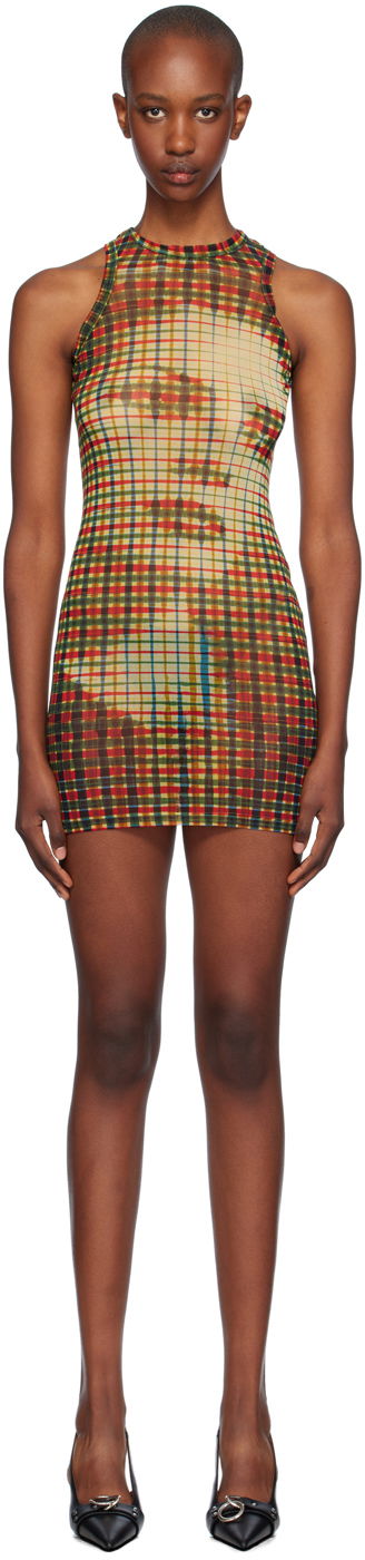 Jean Paul Gaultier Tartan Face Print Mini Dress