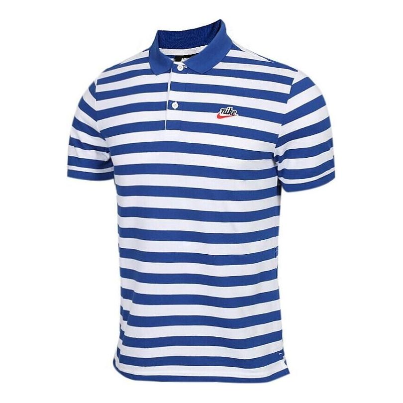 Polo tričko Nike Nike Striped Cotton Polo Shirt Modrá | BQ9075-438