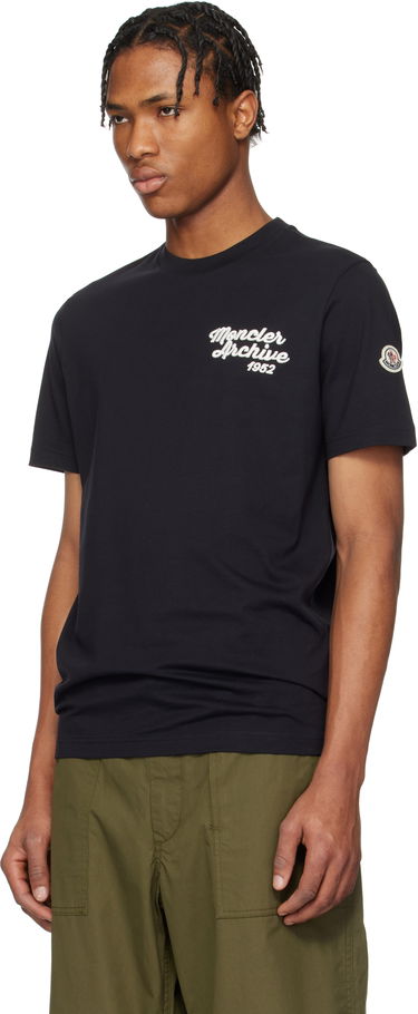 Tričko Moncler Moncler Archive Embroidered Logo Cotton T-Shirt Čierna | K10918C0006389AJS, 3