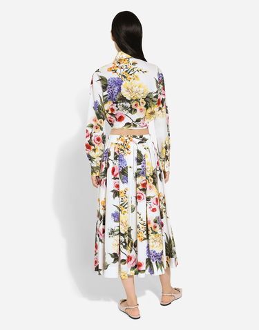 Košeľa Dolce & Gabbana Garden Print Tie-Front Crop Top Biela | F5R73THS5Q1HA4YB, 2