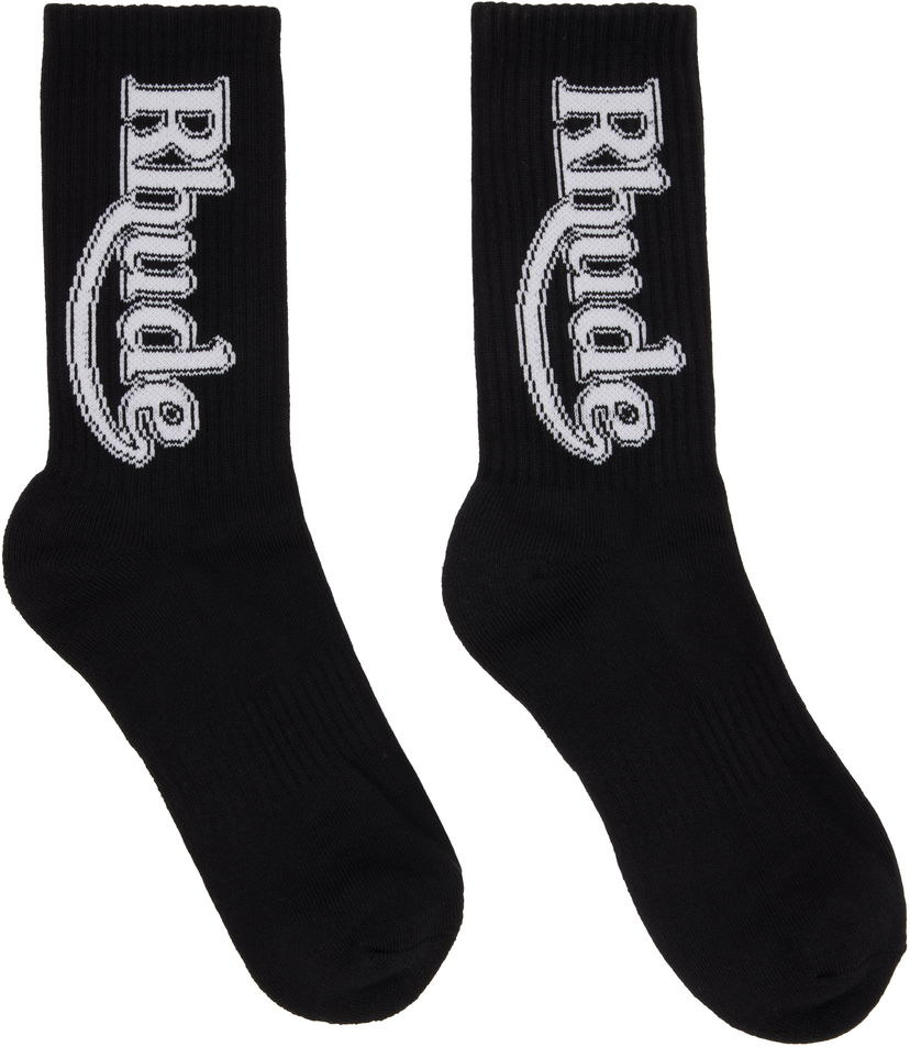 Ponožky Rhude Vertical Race Track Socks Čierna | RHFW25SO05750