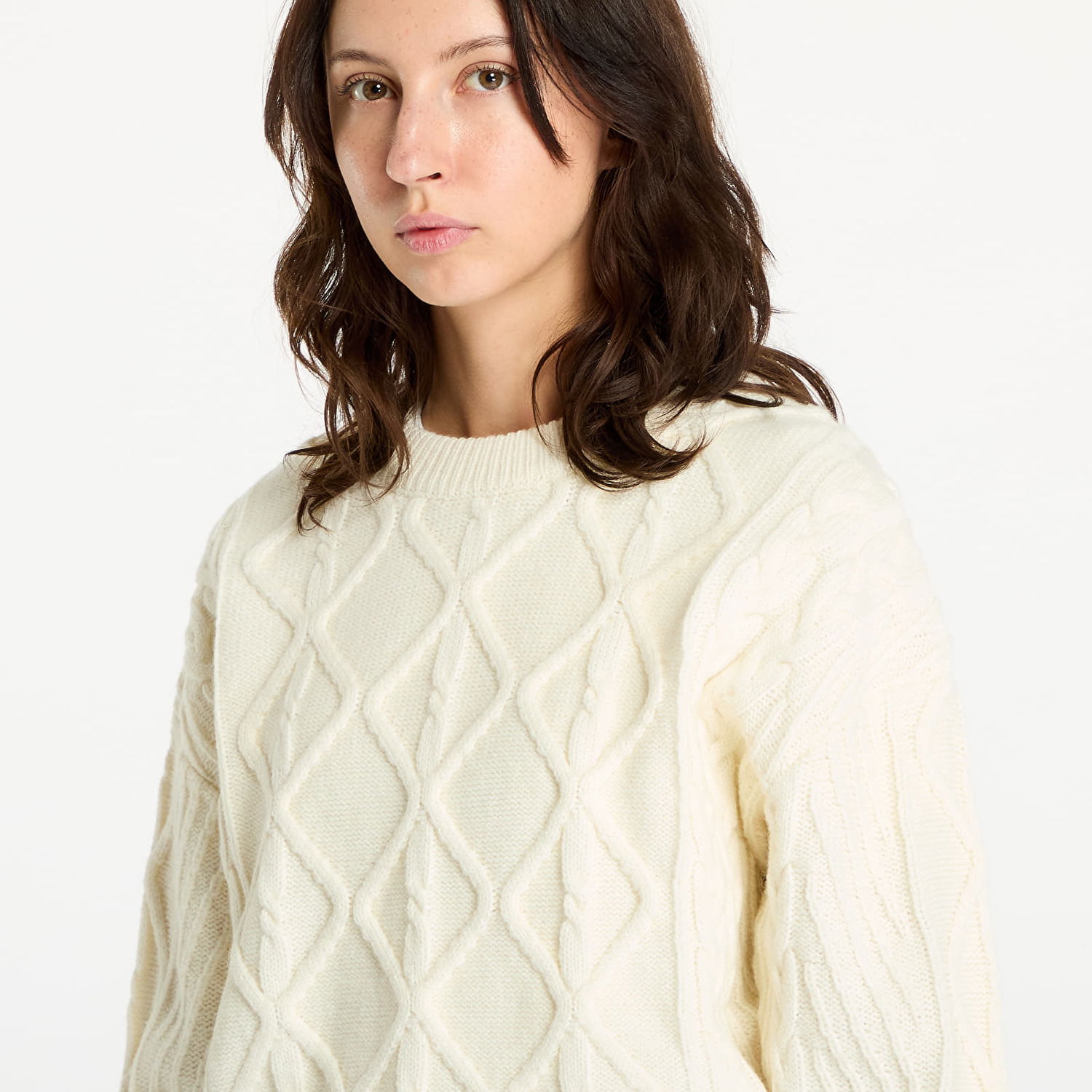 Sveter Wrangler Cable Knit Sweater Worn White Biela | 112356472, 1