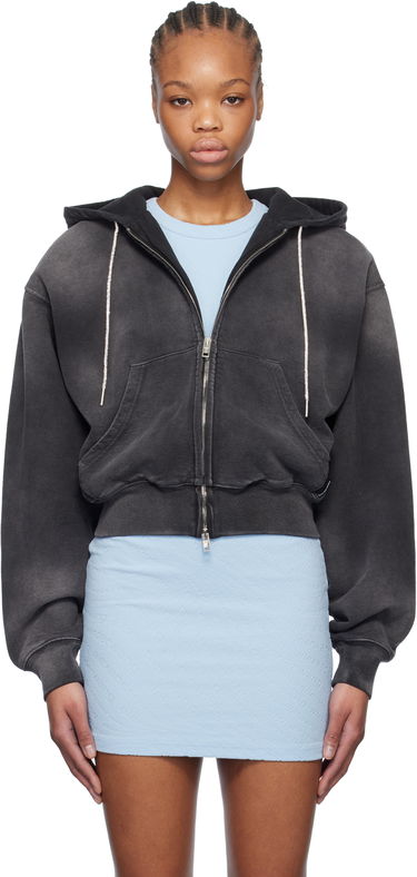 Mikina Alexander Wang Alexander Wang Cropped Zip-Up Hoodie Čierna | 4CC1252112, 0