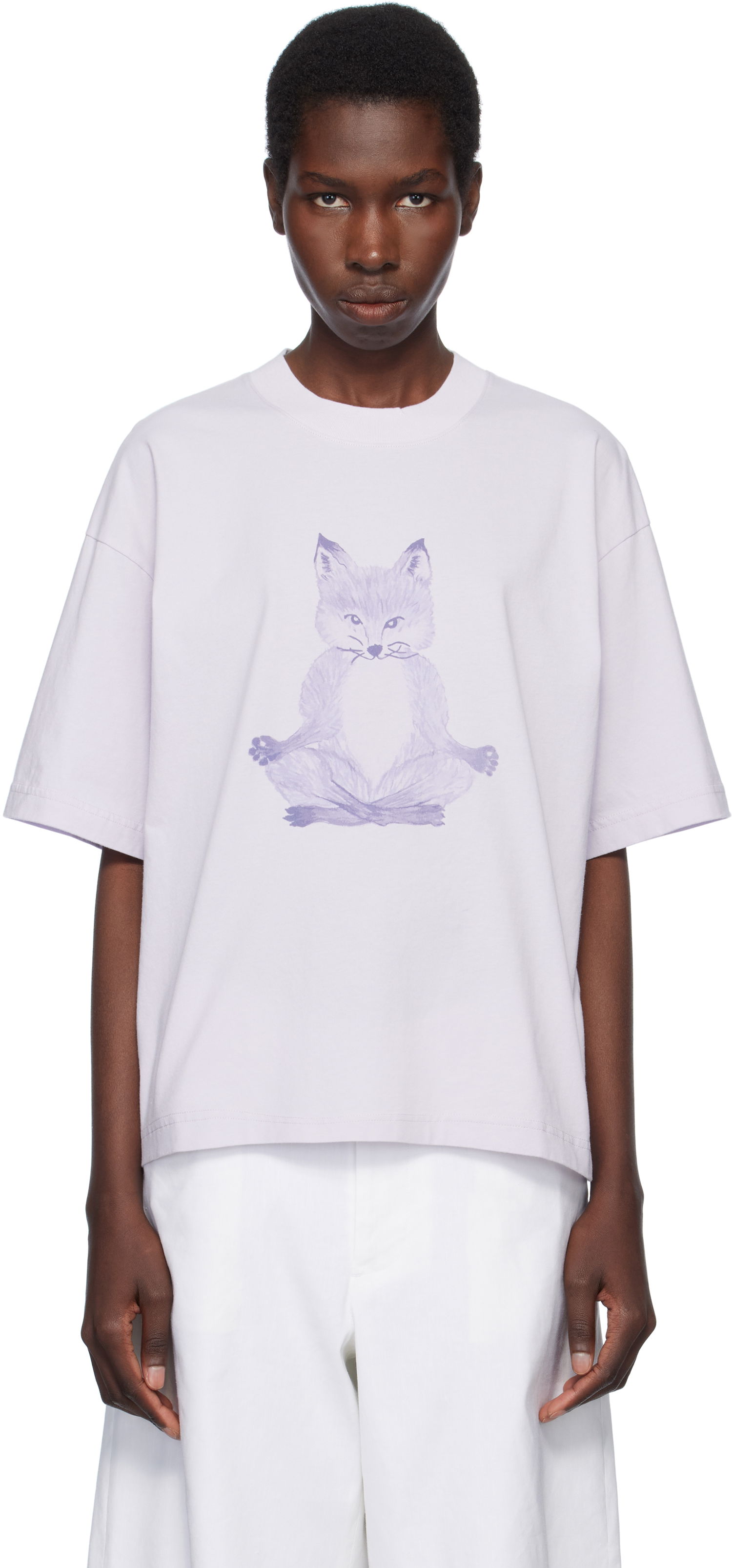 Tričko MAISON KITSUNÉ Maison Kitsuné Yoga Fox Boxy T-Shirt Fialová | OW00123KJ0008, 0