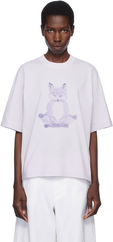 Tričko MAISON KITSUNÉ Maison Kitsuné Yoga Fox Boxy T-Shirt Fialová | OW00123KJ0008, 0