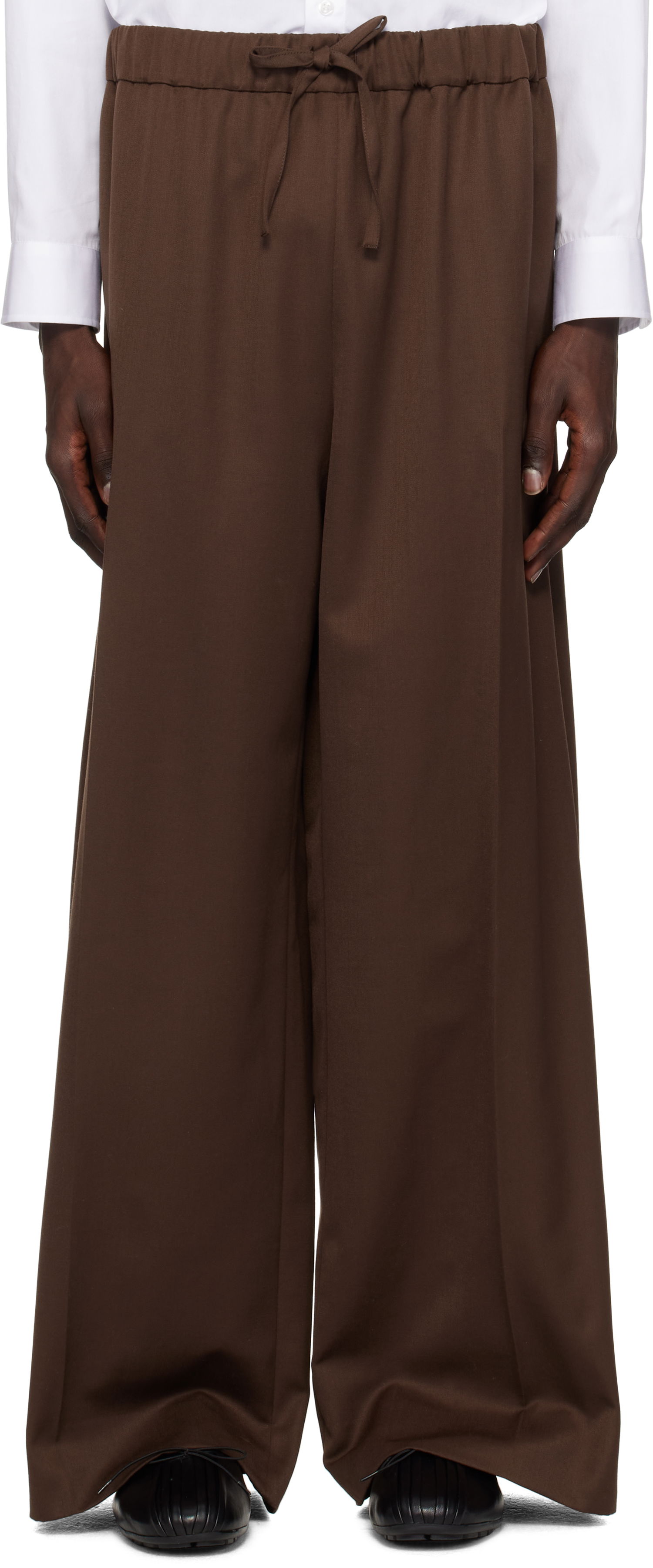 Nohavice Simone Rocha Simone Rocha Wide Leg Drawstring Trousers Hnedá | 4143D 1217, 0