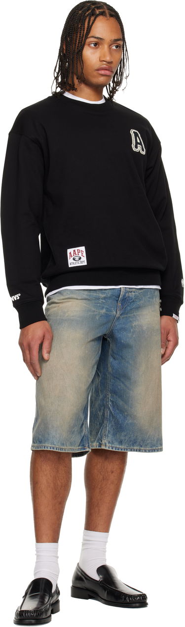 Mikina AAPE by A Bathing Ape Embroidered 'A' Athletic Dept. Crewneck Sweatshirt Čierna | AAPSWMC375XXPBKX, 3