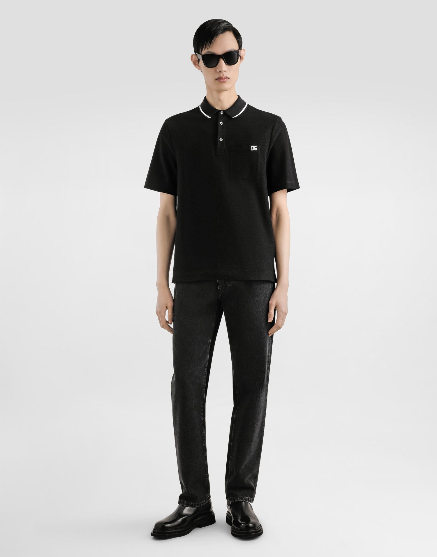 Polo tričko Dolce & Gabbana Dolce & Gabbana Cotton Piqué Polo Shirt with Pocket Čierna | G8SN2ZHU7UTN0000, 1