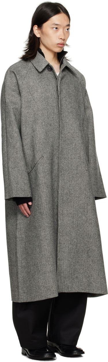 Kabáty sage NATION SAGE NATION Takeshi Herringbone Coat Šedá | S028 TAKESHI COAT WOOL BLACK A, 1