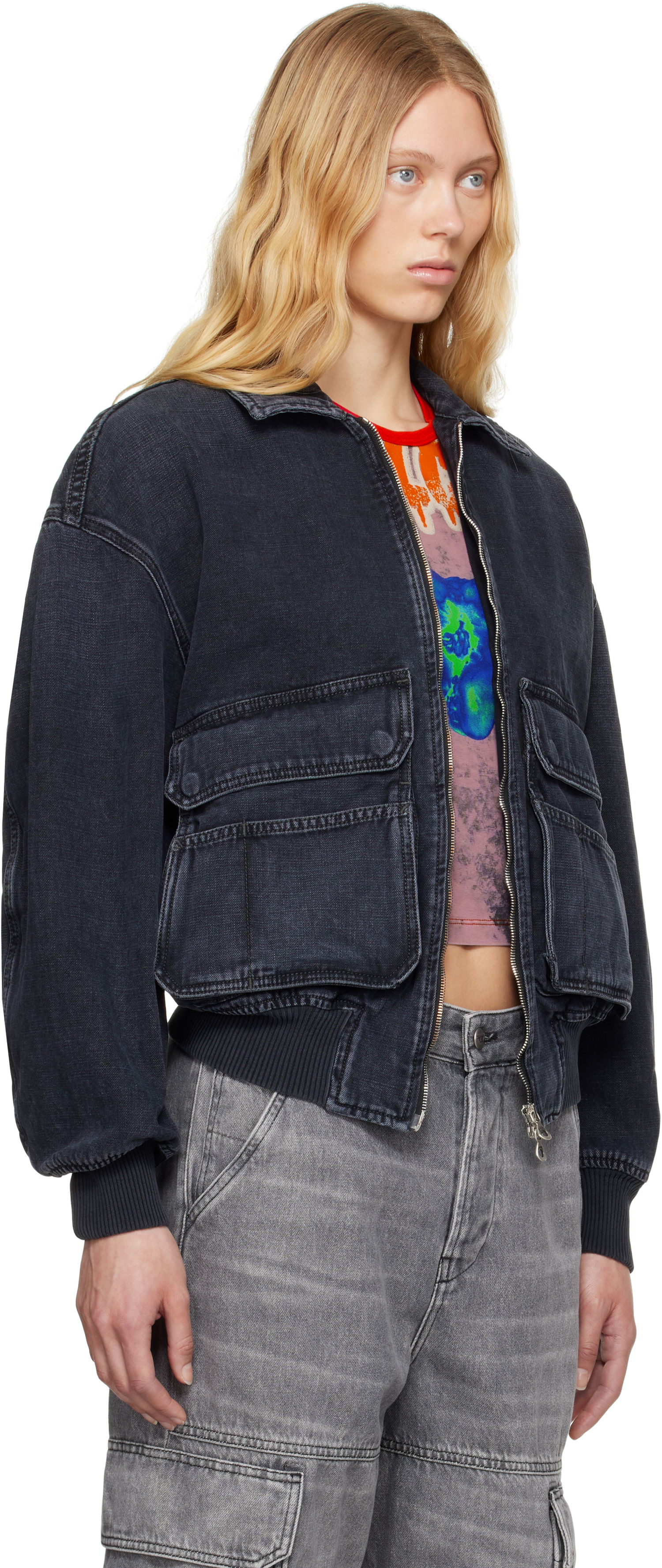 Bomber bunda Diesel D-Kurz Denim Jacket Čierna | A15780 007Z9, 1