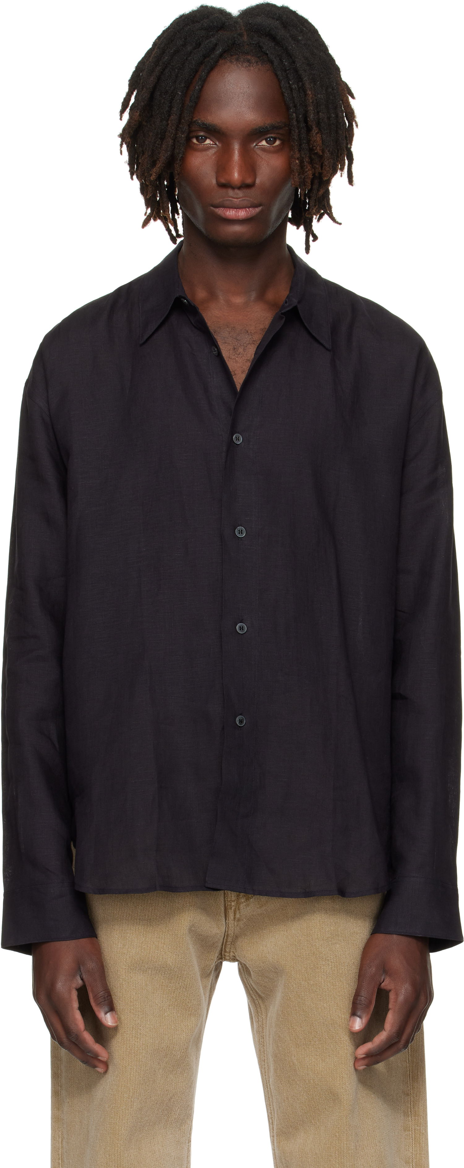 Košeľa Studio Nicholson Studio Nicholson Rafe Linen Shirt Čierna | RAFE SNM - 1402, 0