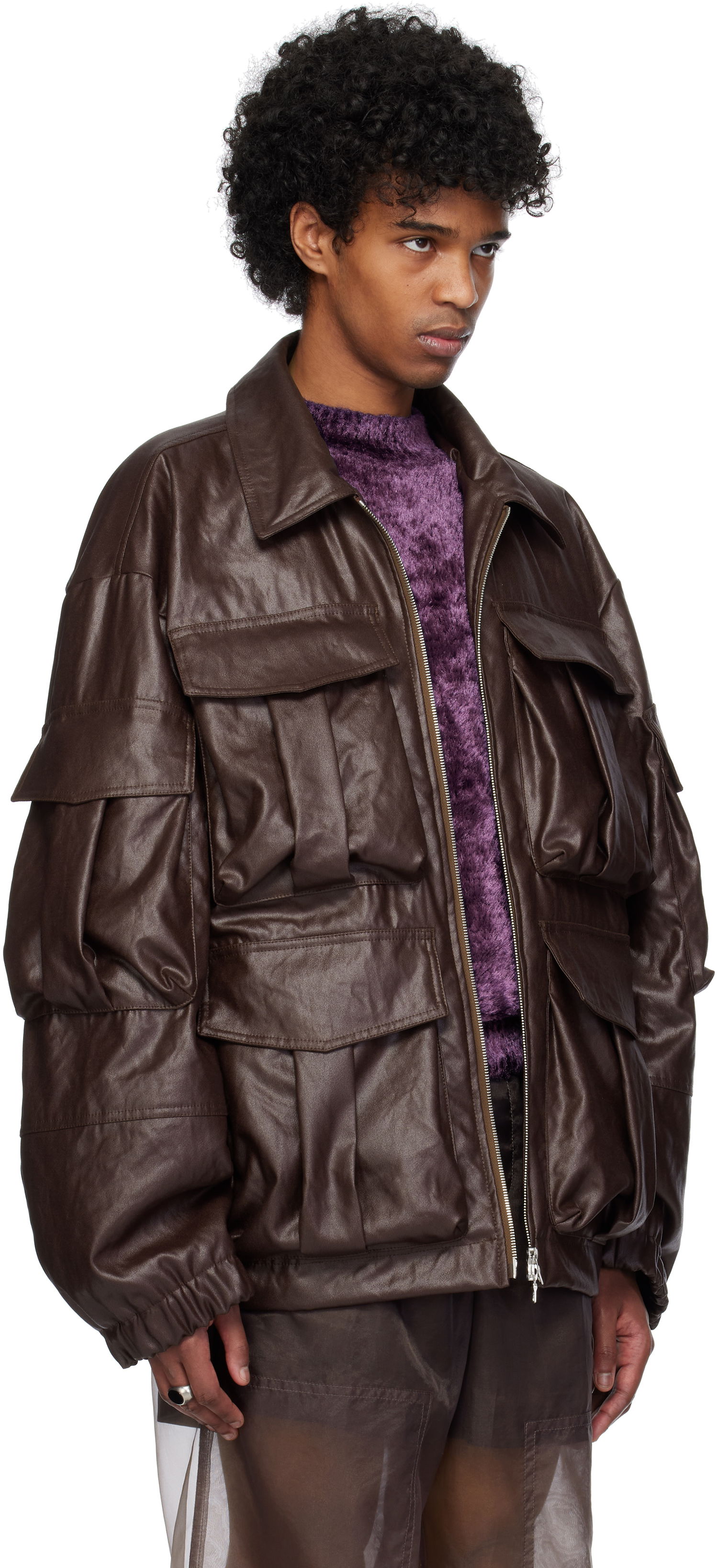 Bunda Dries Van Noten Dries Van Noten Coated Serge Jacket Hnedá | 251-020526-1502, 1