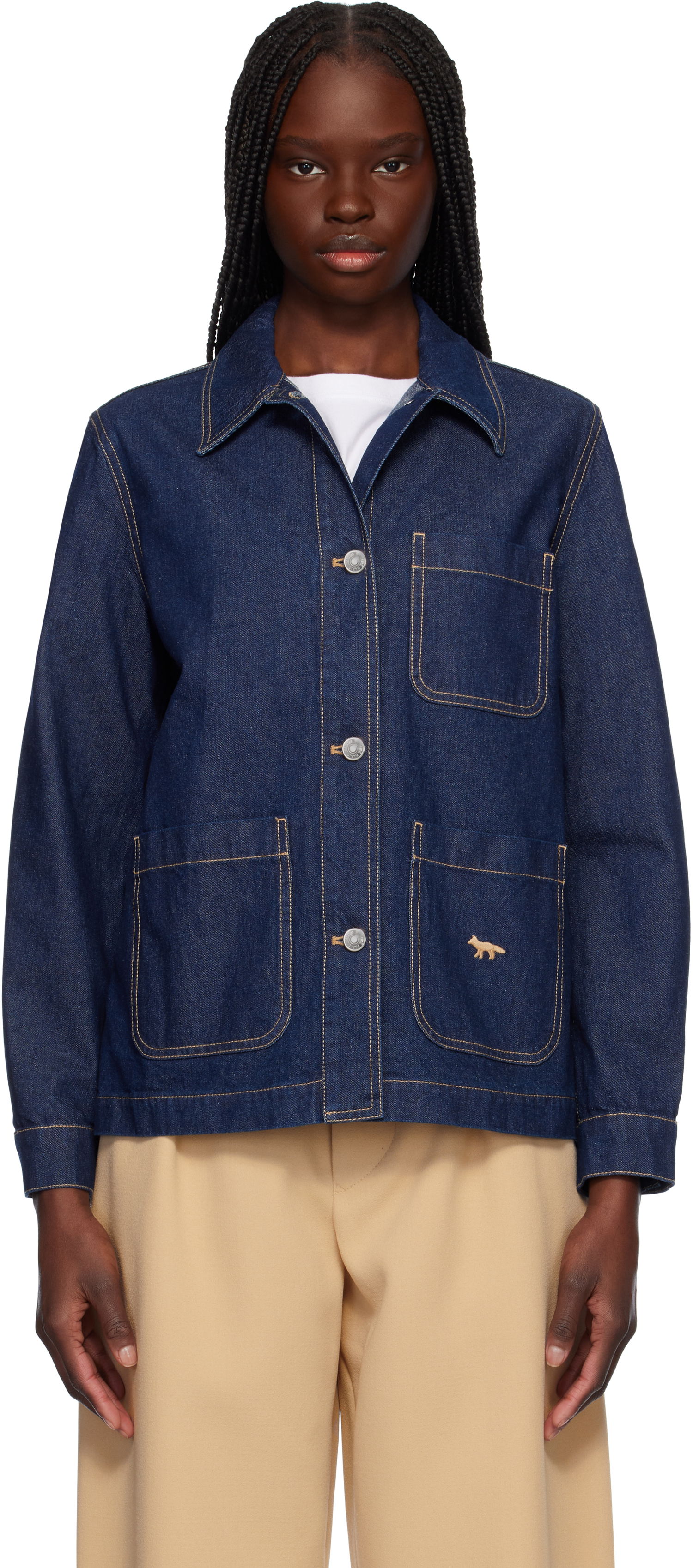 Bunda MAISON KITSUNÉ Maison Kitsuné Workwear Denim Jacket Modrá | OW02136WW0081, 0