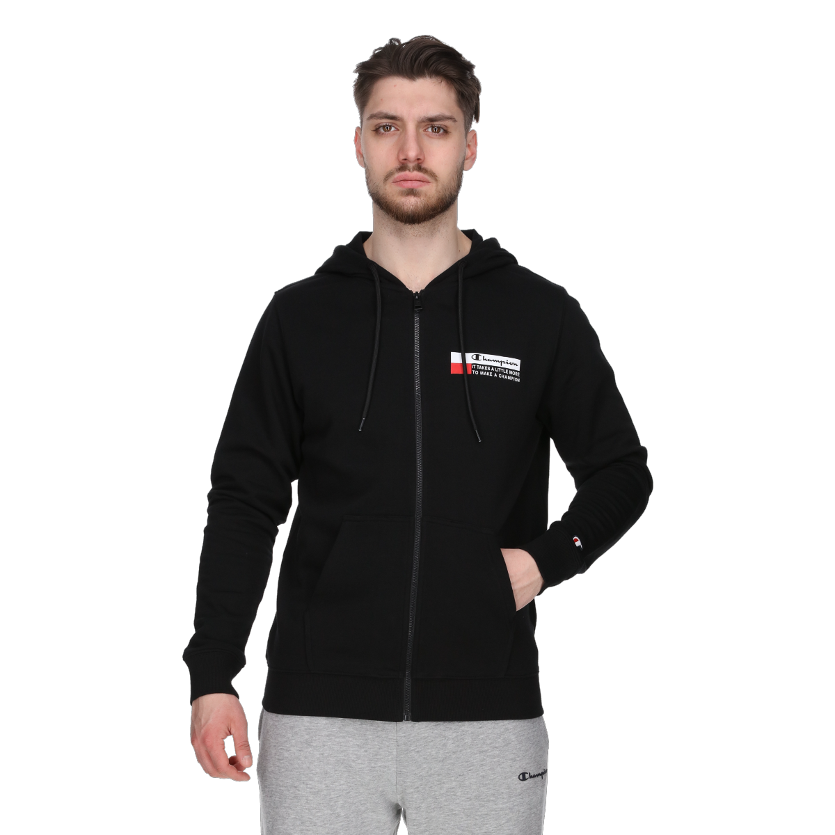 Mikina Champion Hooded Full Zip Sweatshirt Čierna | 221512-KK001, 0