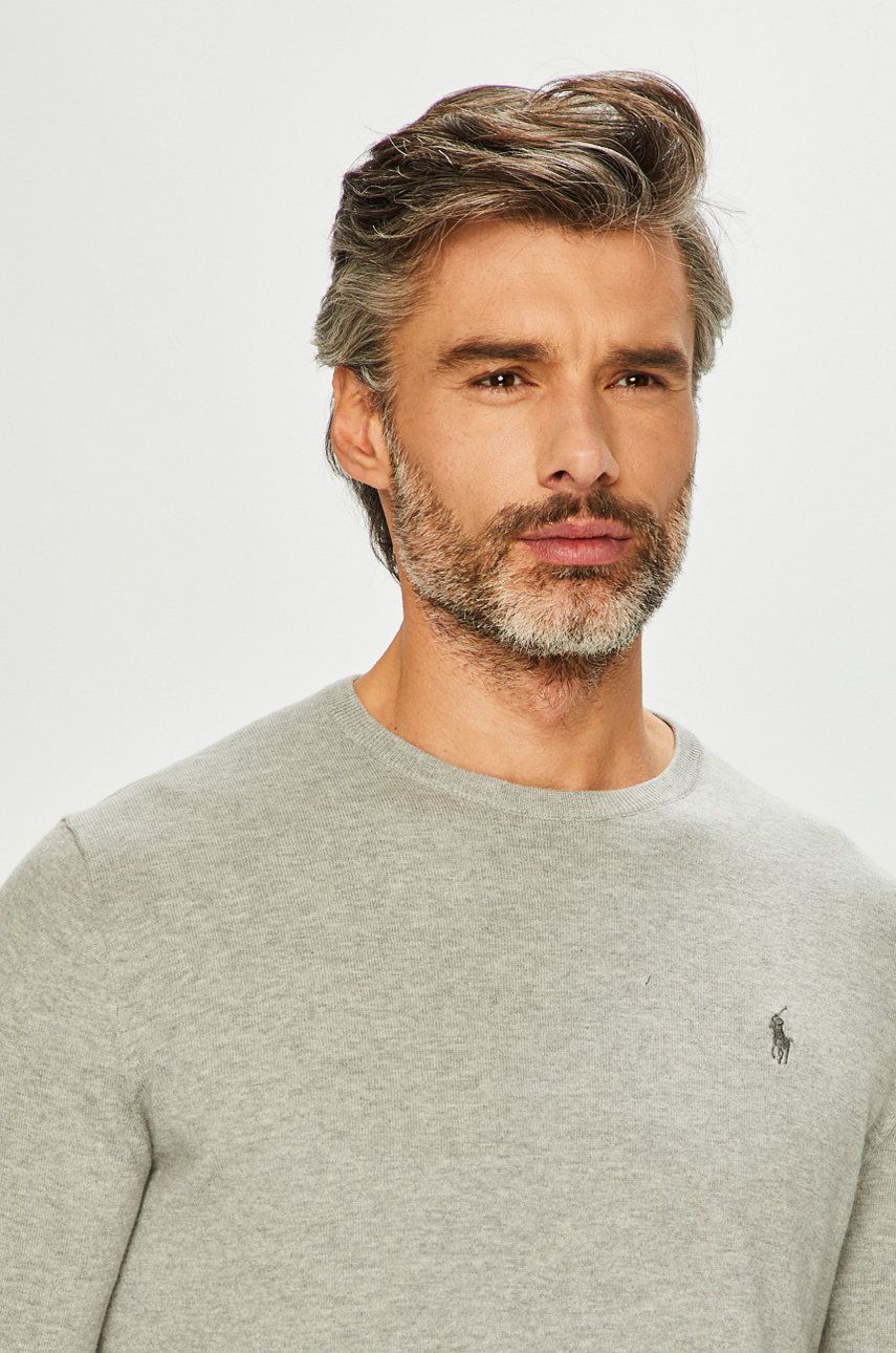 Sveter Polo by Ralph Lauren Slim Fit Cotton Sweater Šedá | 710684957003, 1