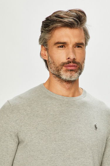Sveter Polo by Ralph Lauren Slim Fit Cotton Sweater Šedá | 710684957003, 1
