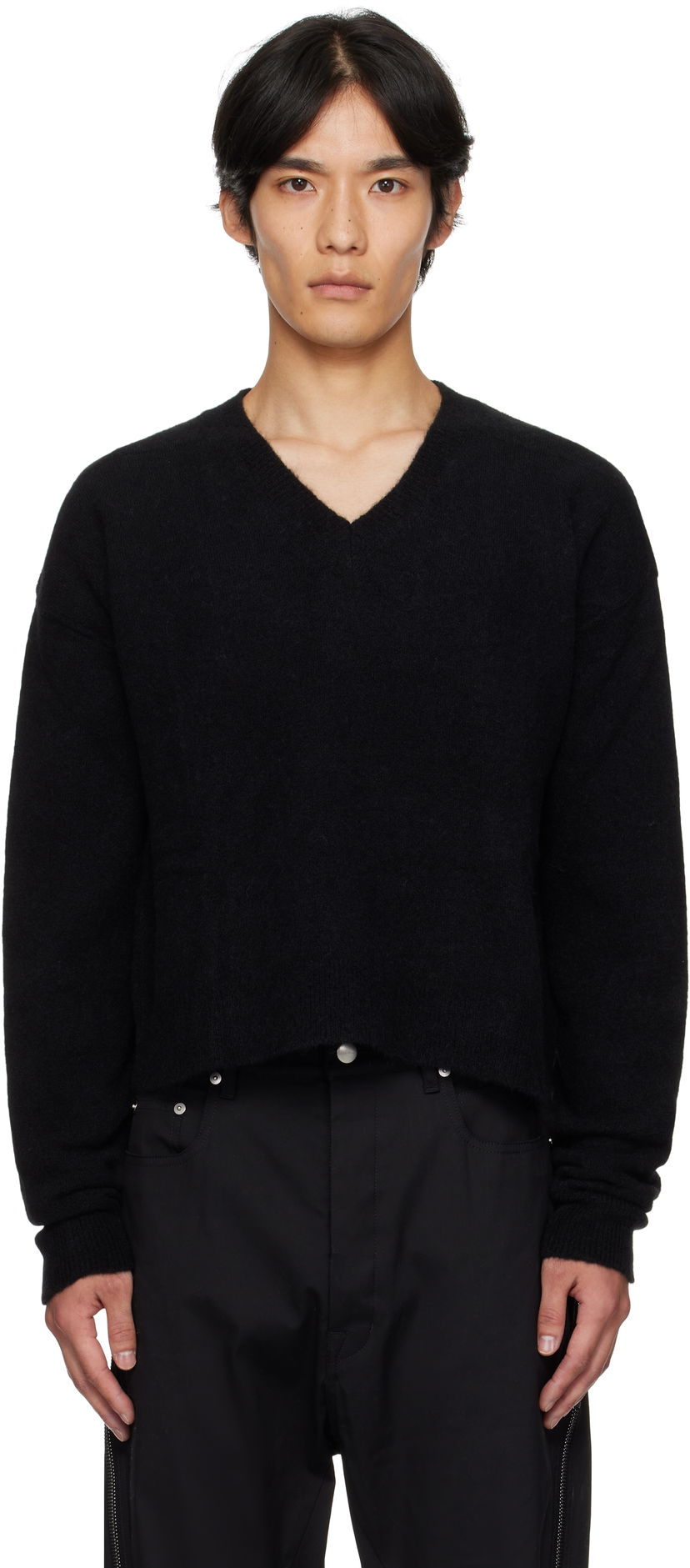 Sveter Rick Owens Rick Owens Concordians Tommy V-Neck Sweater Čierna | RU02E1650 KWP