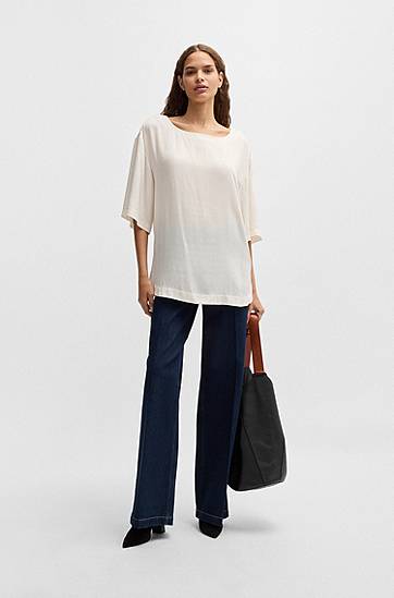 Tričko BOSS Relaxed Fit Blouse Biela | 50524216, 1