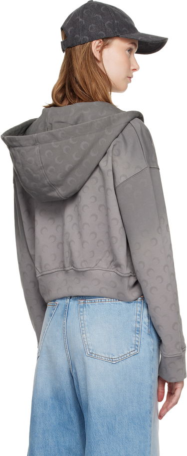 Mikina Marine Serre Marine Serre Faded Moon Fleece Cropped Zipped Hoodie Šedá | WST019ACJER0073, 2