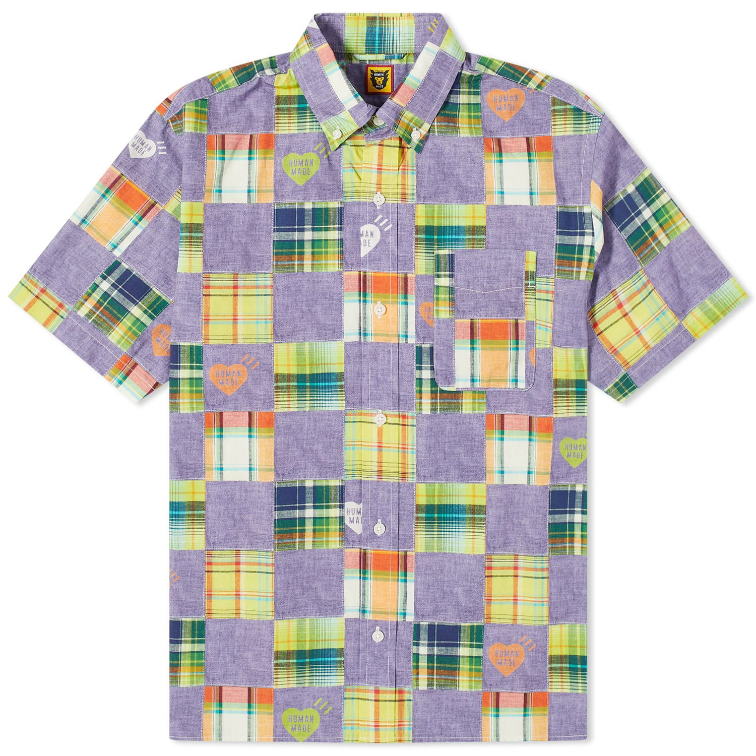 Košeľa Human Made Short Sleeve Patchwork Print Shirt Fialová | HM25SH013-BL, 0