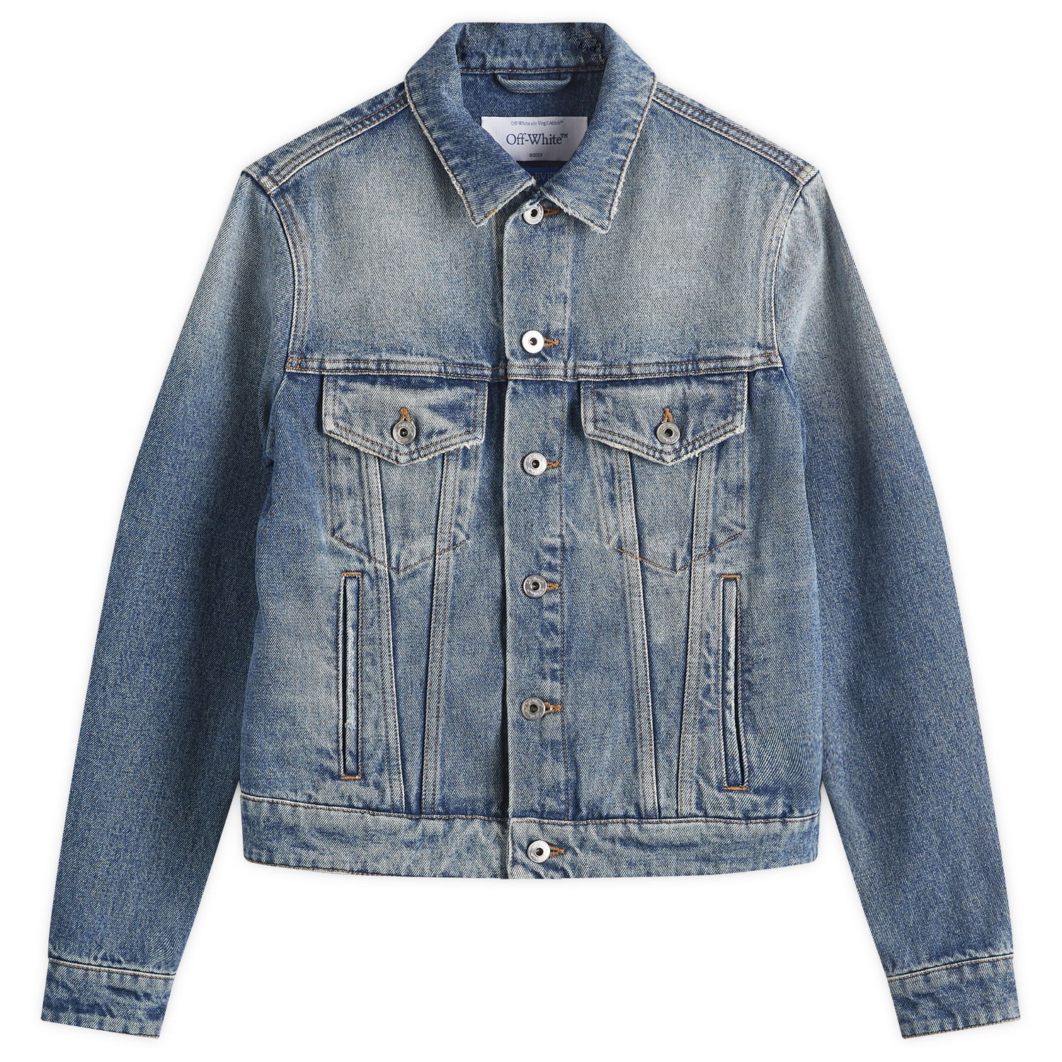 Bunda Off-White Strap Detail Denim Jacket Modrá | OWYE012C99DEN0064500, 0