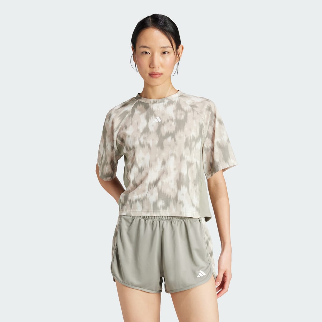 Crop Top adidas Performance Train Essentials Allover Print Tie-Dye Training T-Shirt Béžová | IK5466, 0