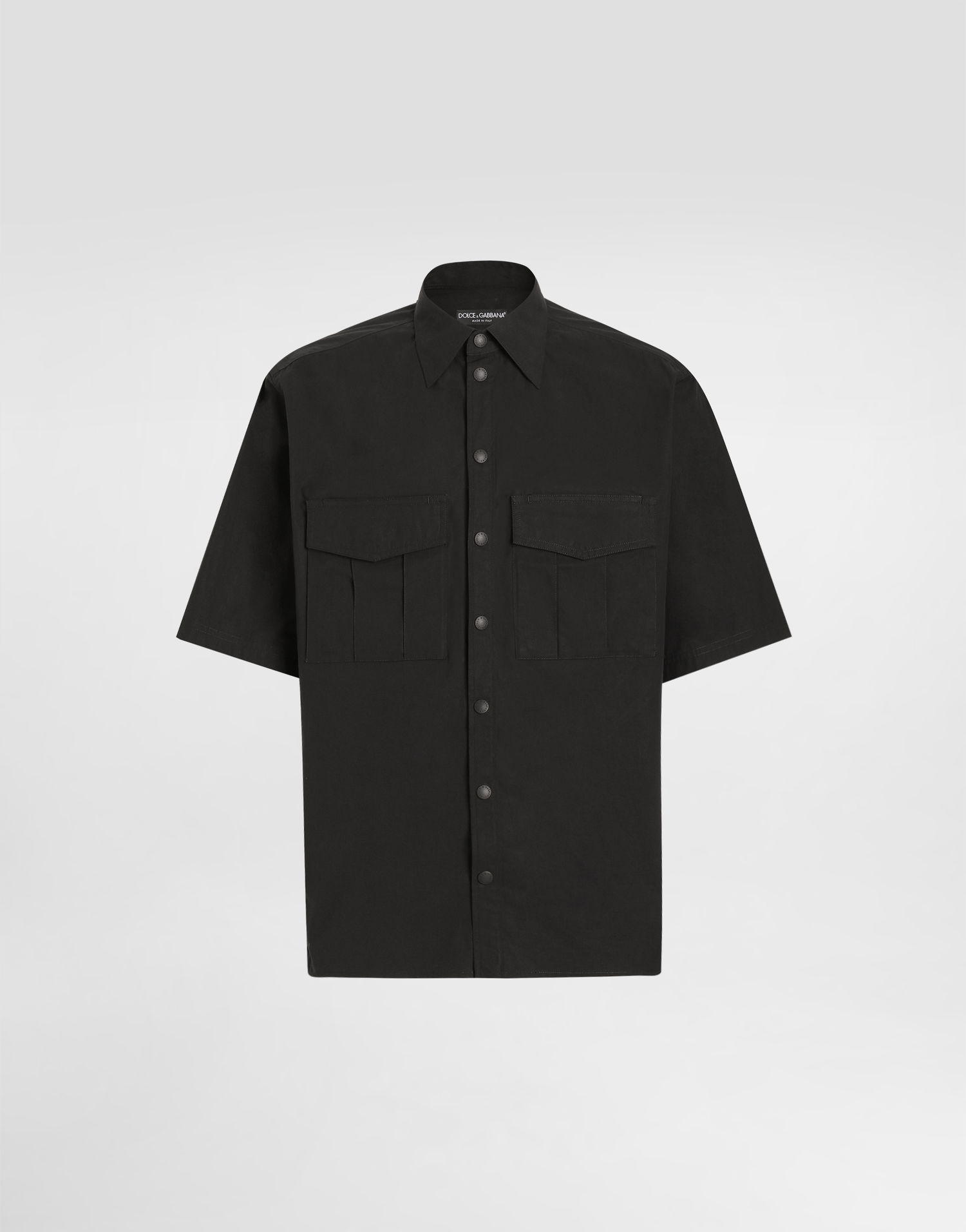 Košeľa Dolce & Gabbana Dolce & Gabbana Poplin Short Sleeve Shirt with Flap Pockets Čierna | G5MP1TFUEFJN0000, 0