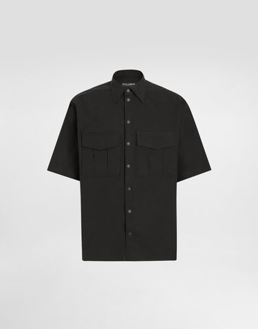Košeľa Dolce & Gabbana Dolce & Gabbana Poplin Short Sleeve Shirt with Flap Pockets Čierna | G5MP1TFUEFJN0000, 0