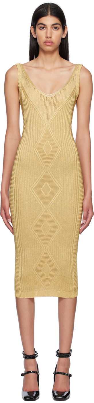 Šaty Valentino V-Neck Midi Dress "Gold" Béžová | 2B3KD09U7SK, 0