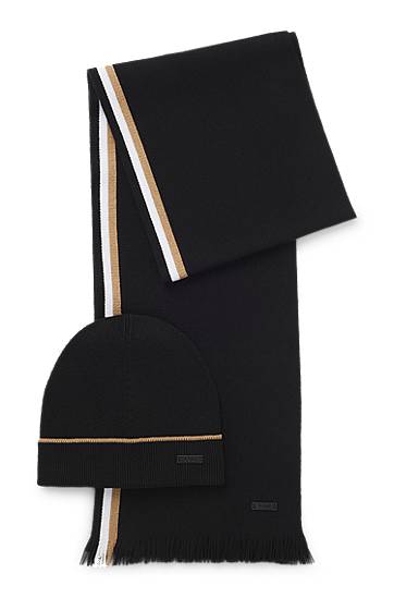 Kulicha BOSS Hat and scarf gift set with stripe details Čierna | 50551072