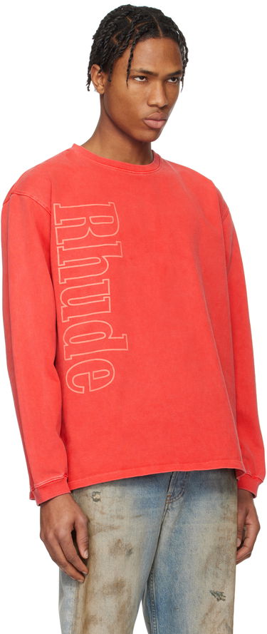Mikina Rhude Rhude Side Logo Long Sleeve T-Shirt Červená | RHPS25TT13012, 1