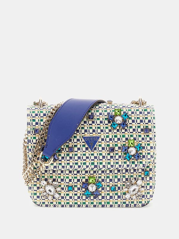 Taška cez rameno GUESS Embellished Tweed Mini Crossbody Bag Rôznofarebný | HWWE9528210, 0
