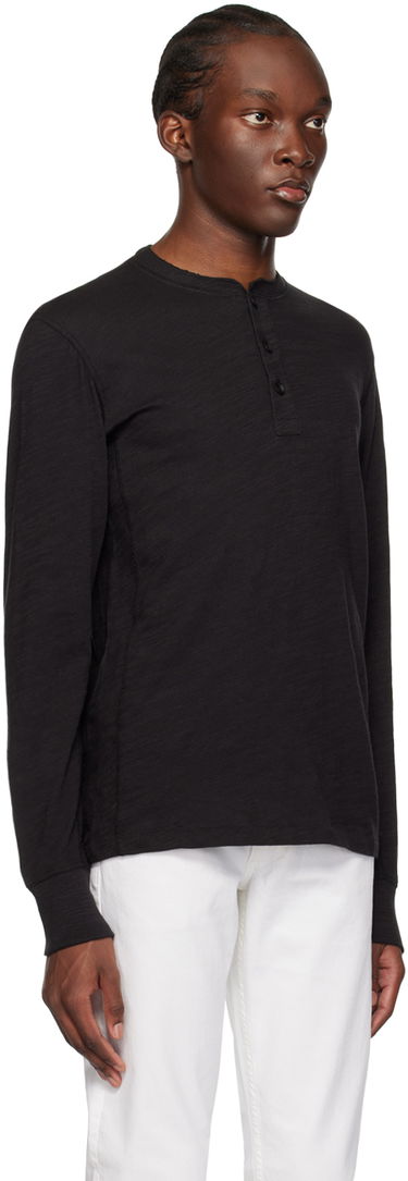 Tričko rag & bone Flame Long Sleeve Henley Čierna | M000T676G, 1