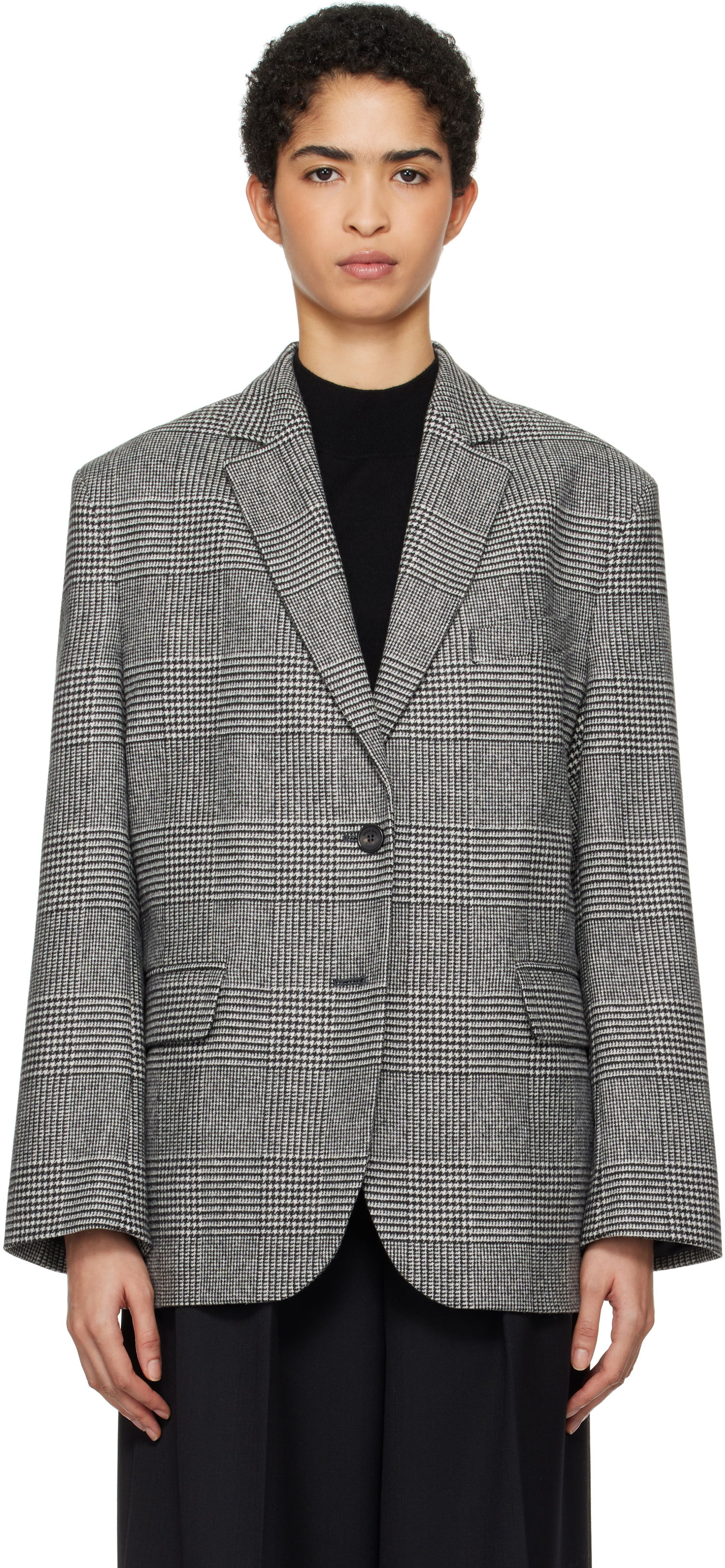 Bunda Anine Bing Quinn Houndstooth Blazer Čierna | A-01-2008-MTL37, 0
