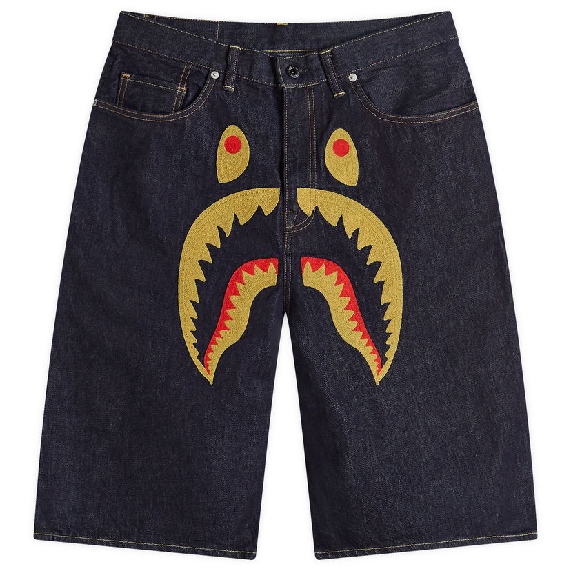 Šortky BAPE A Bathing Ape Shark Denim Shorts Navy | 001DSK301002M-IND