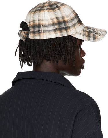 Šiltovka Acne Studios Acne Studios Distressed Plaid Cap Béžová | C40410-, 4