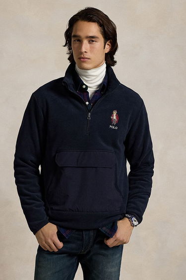 Mikina Polo by Ralph Lauren Navy Blue Fleece Quarter-Zip Pullover Navy | 710951649, 0