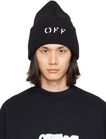 Kulicha Off-White Off-White 'OFF' Stamp Knit Beanie Čierna | OMLC030F23KNI0011001, 0